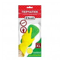 Перчатки хозяйственные латексные XL желтые Komfi